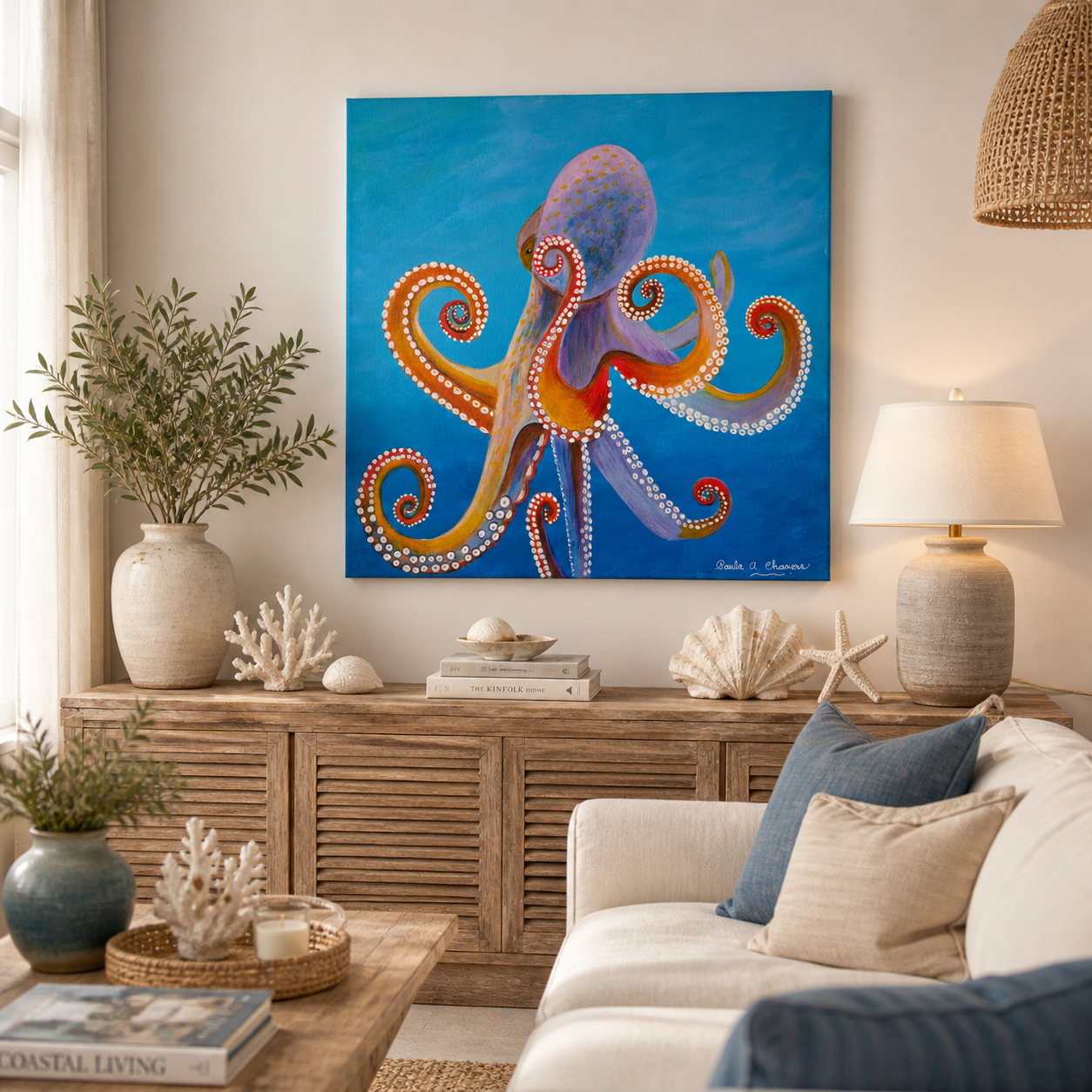 The Octopus | Original Acrylic Ocean Painting | Large Coastal Wall