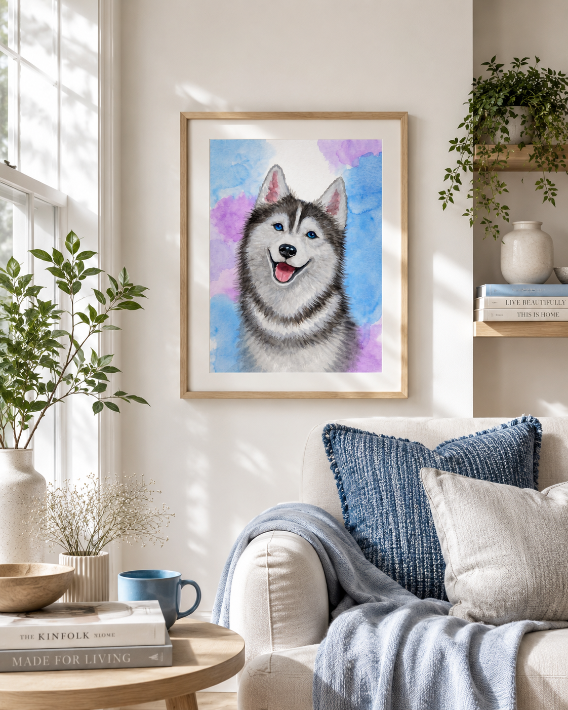 Original dog portrait painting for dog lovers and cozy home decor by Paula A. Chavers
