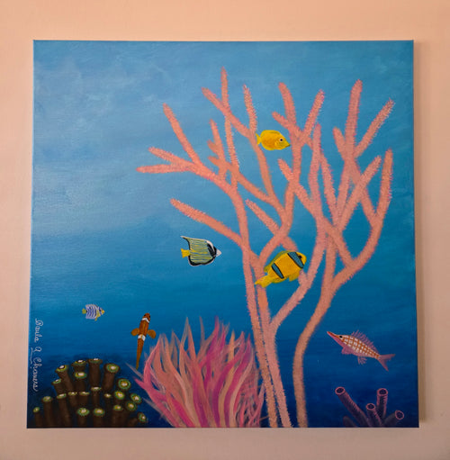 aquarium ocean acrylic painting marine life artwork by Paula A. Chavers