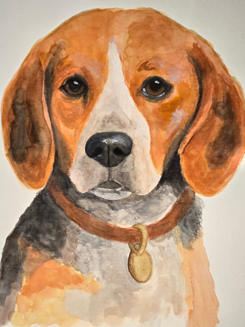 Original dog watercolor painting Sweet Companion pet portrait artwork by Paula A. Chavers