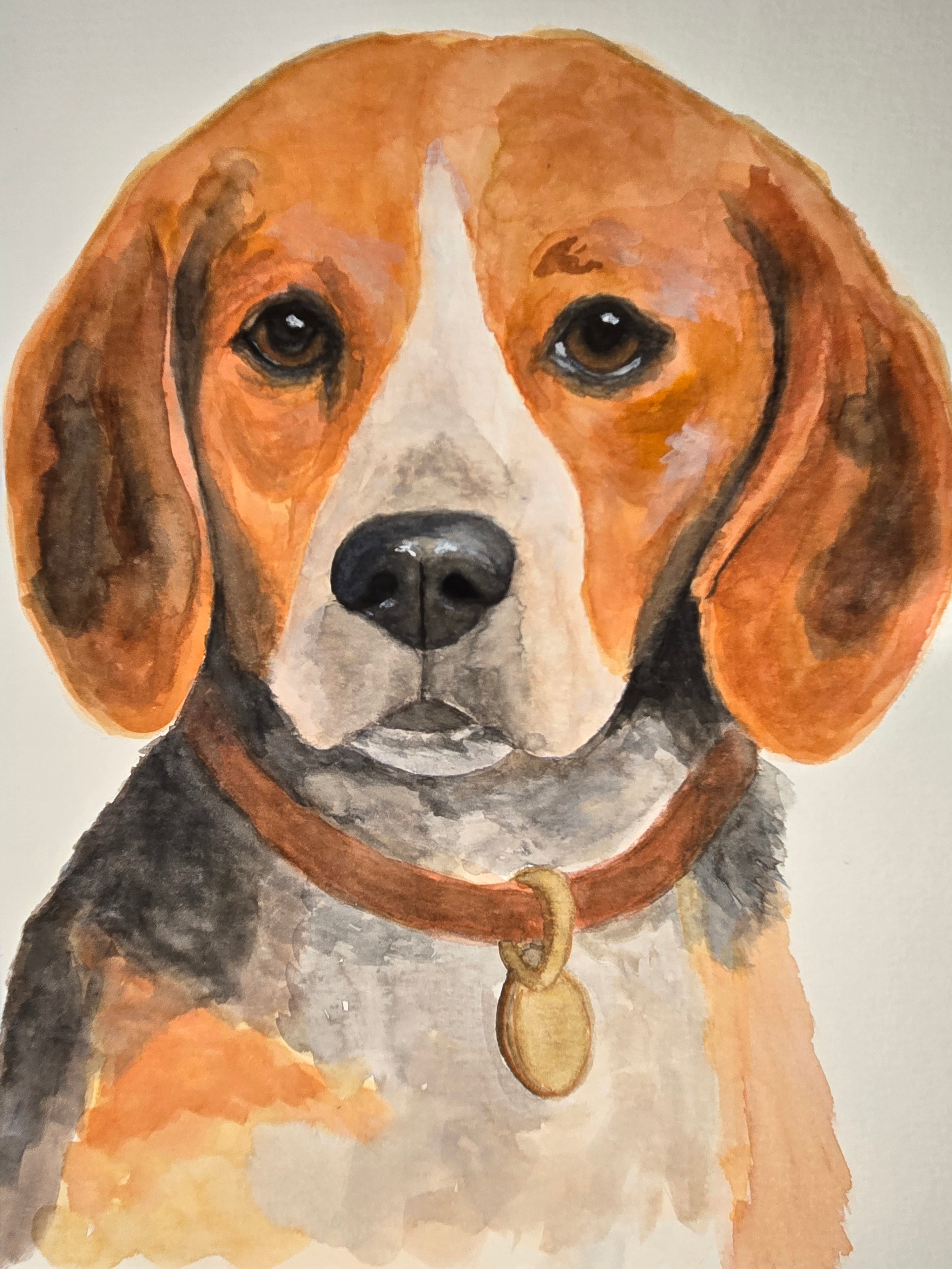 Original dog watercolor painting Sweet Companion pet portrait artwork by Paula A. Chavers