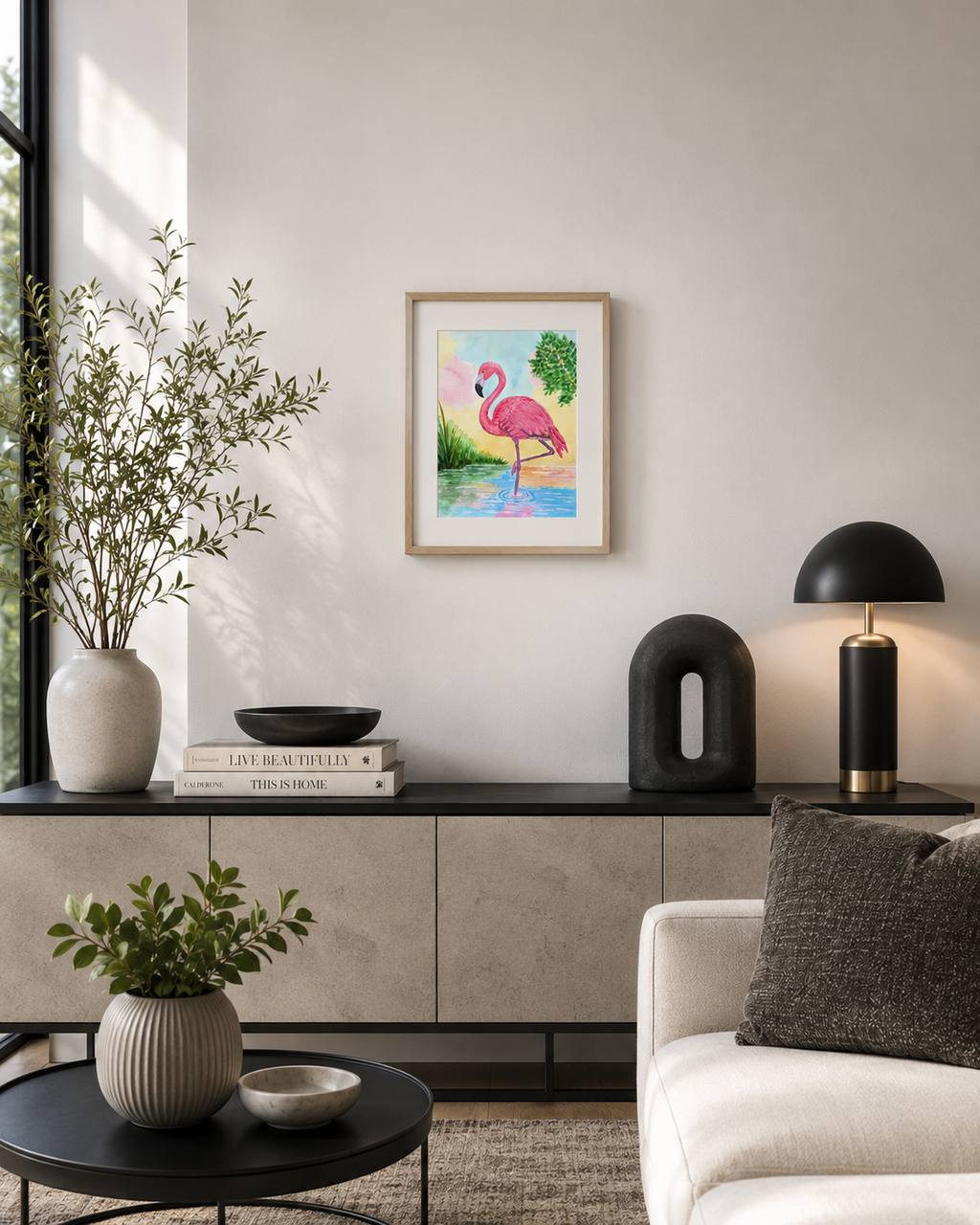 Flamingo Reflections - Original Watercolor Painting | 9x12 | Paula A. Chavers Art