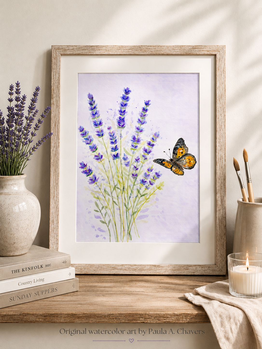 Lavender Butterfly Serenity | Original 9x12 Watercolor Painting