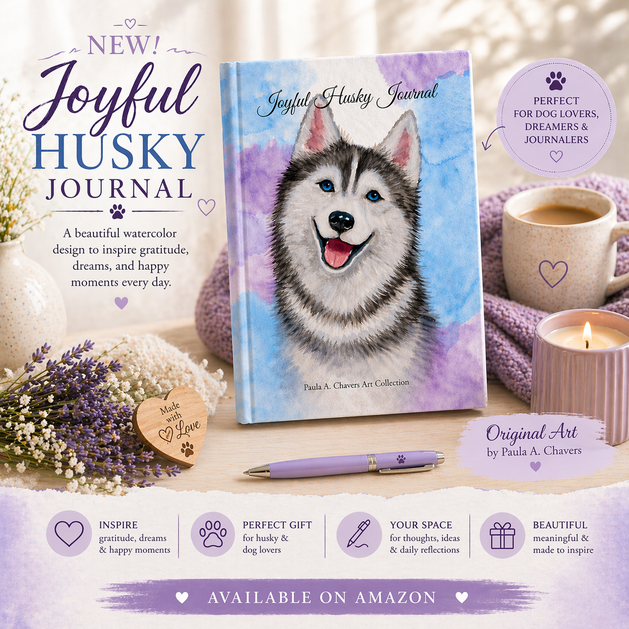 Journal of a Husky painting available on Amazon, author Paula A Chavers