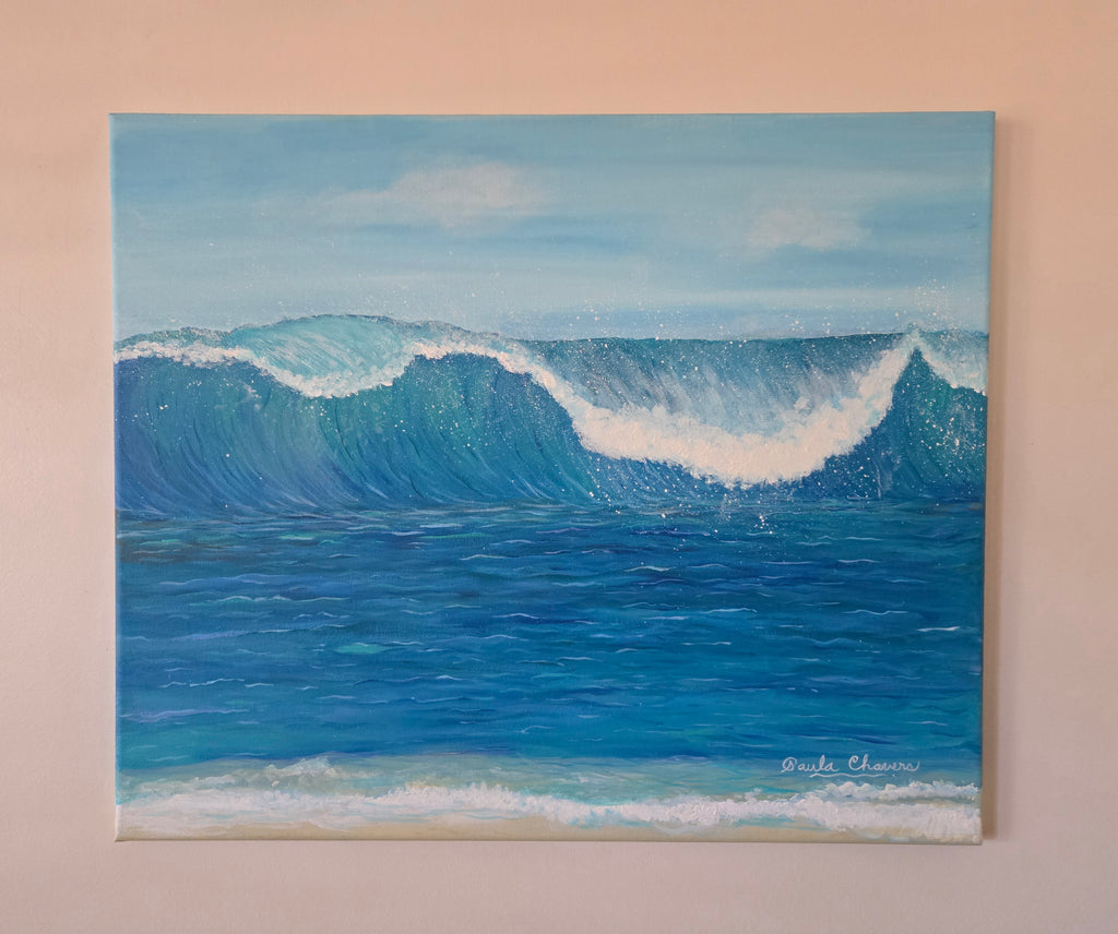 Ocean Wave acrylic painting seascape artwork by Paula A. Chavers