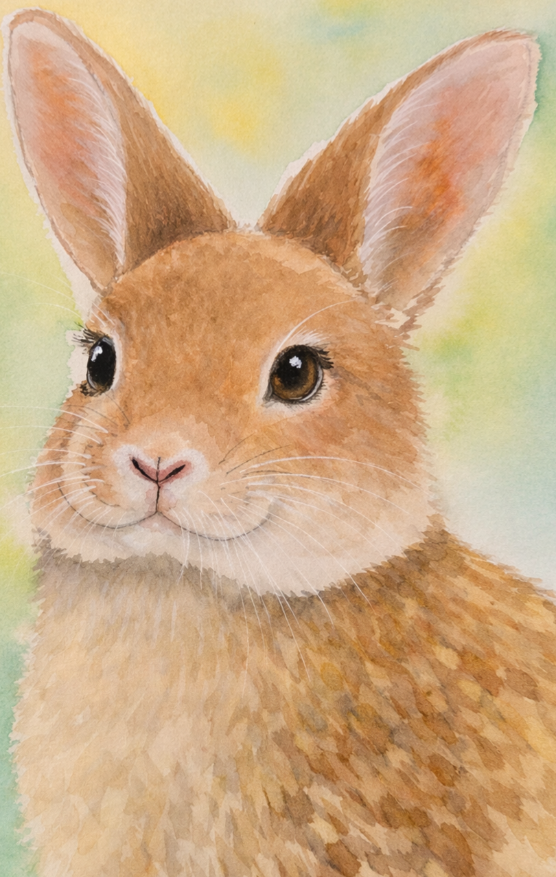 Gentle Bunny | Original 9x12 Watercolor Painting | Nursery Art