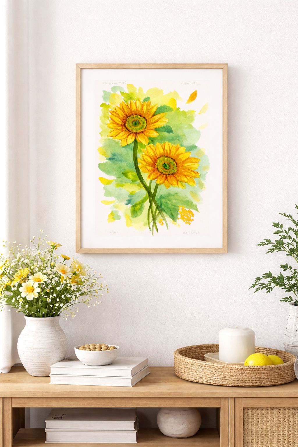 Golden Sunflower Radiance original watercolor painting 9x12 by Paula A. Chavers, vibrant yellow sunflower wall art, modern floral illustration for bright home decor.