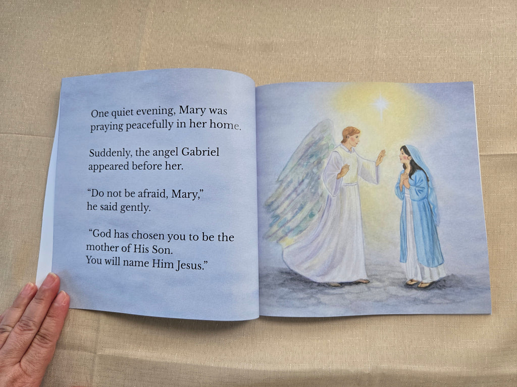 The Birth of Jesus children's Bible story book cover, written and illustrated by Paula A. Chavers, 8.5x8.5 inches English edition.