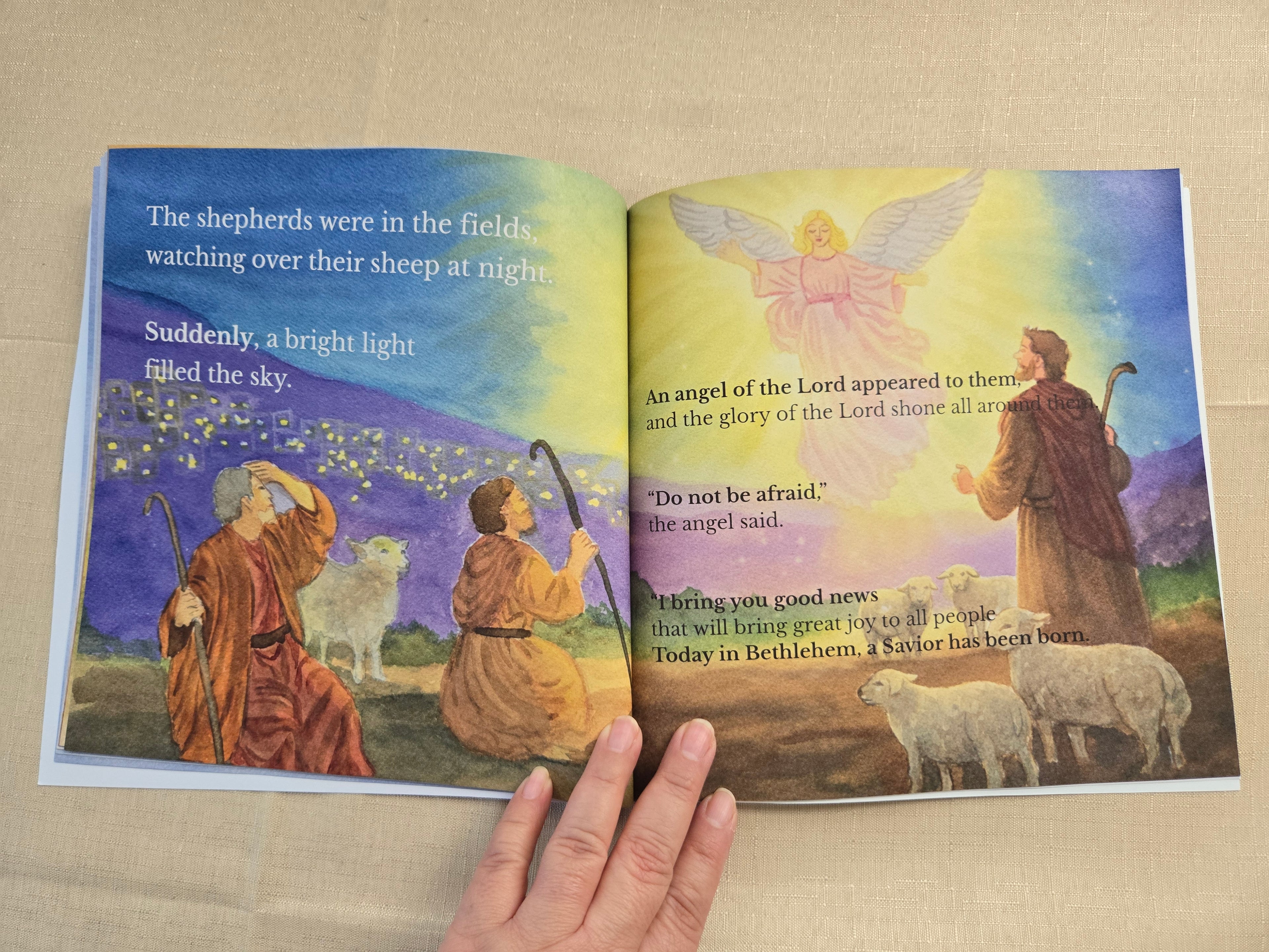 The Birth of Jesus children's Bible story book cover, written and illustrated by Paula A. Chavers, 8.5x8.5 inches English edition.