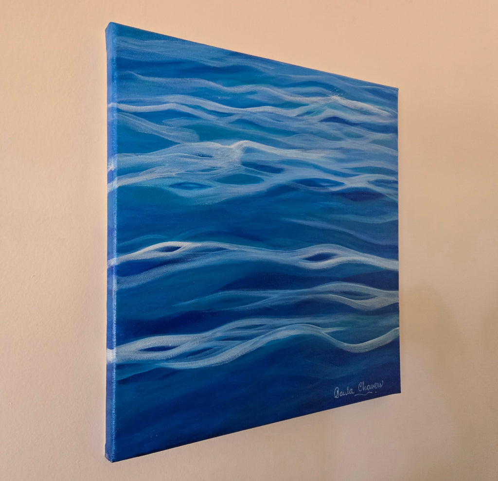 Tranquil | Original Abstract Ocean Painting (14x14 in) Acrylic Artwork