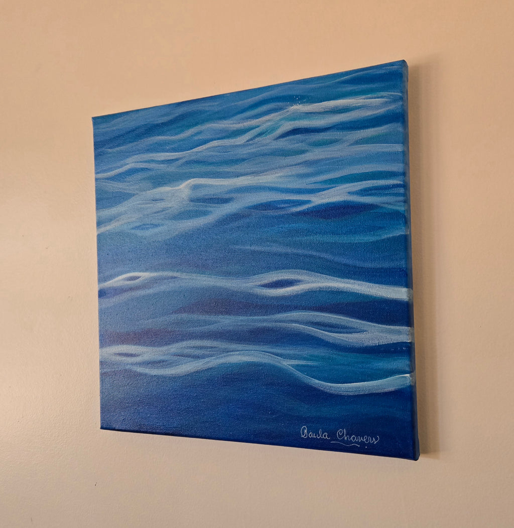 Tranquil | Original Abstract Ocean Painting (14x14 in) Acrylic Artwork