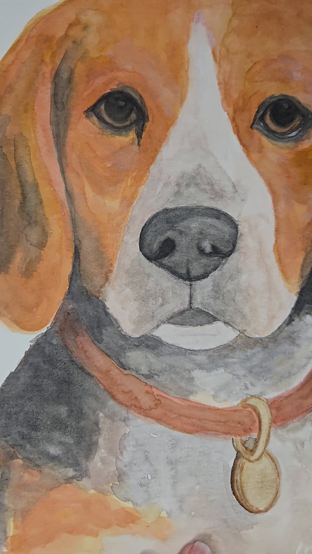 video of Paula A. Chavers painting the Beagle in watercolor